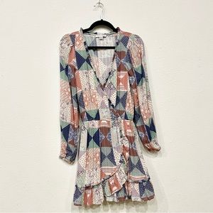 AE Printed Long Sleeve Wrap Dress